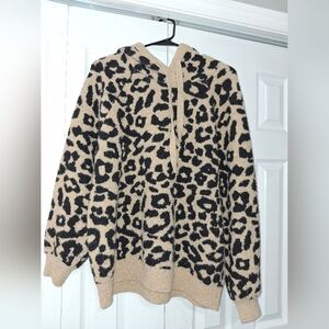 LOFT leopard print hoodie sweater XL
